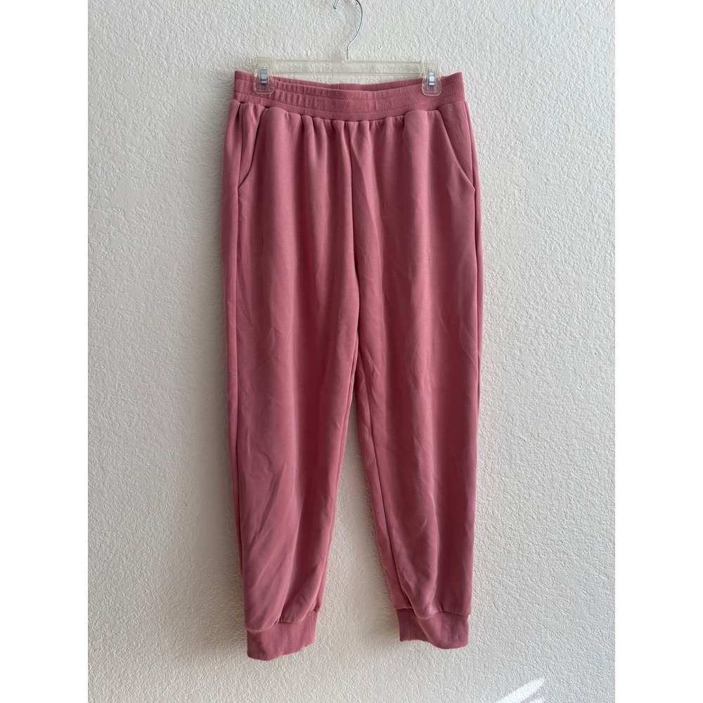 Unbranded Joggers Large Pink Elastic Waist Soft Knit Lounge Pants 7510